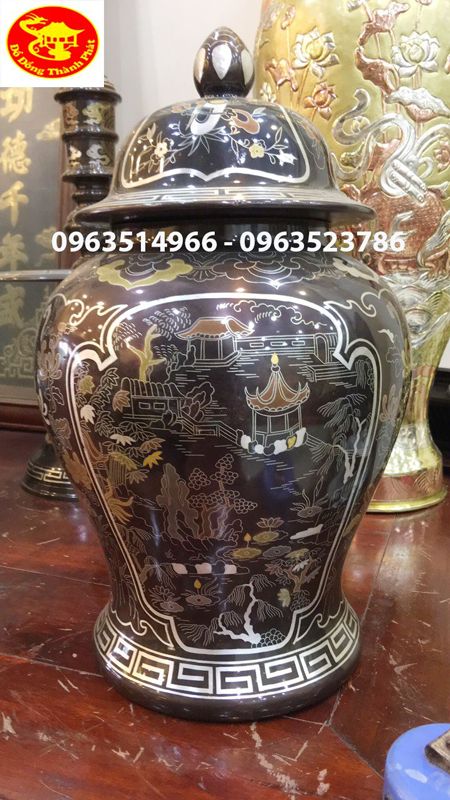 Tróe Đồng Khảm Ngũ Sắc Cao 42 cm