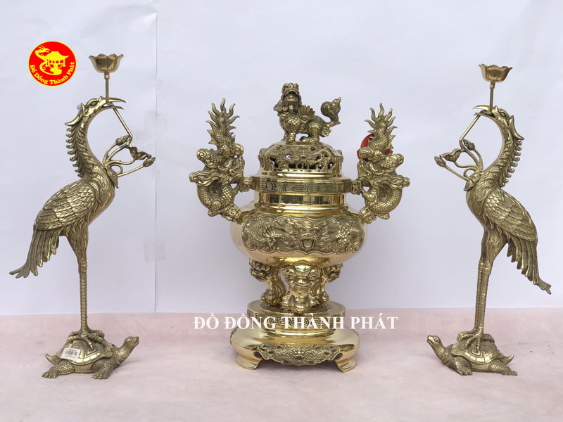 bộ tam sự đỉnh hạc bằng đồng