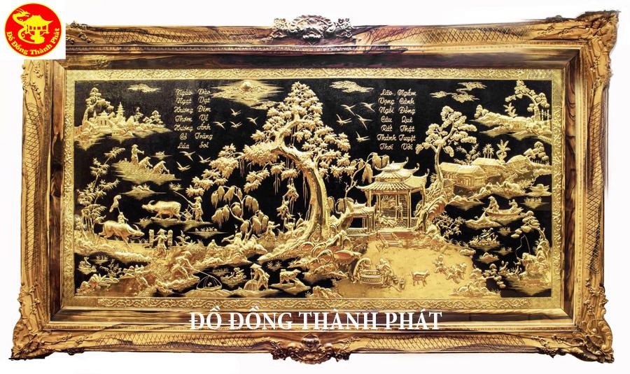 tranh đồng quê bằng đồng khung đục tân cổ điển đẹp