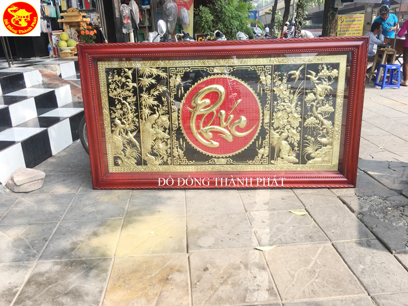 tranh đồng tứ quý chữ phúc mừng tân gia đẹp