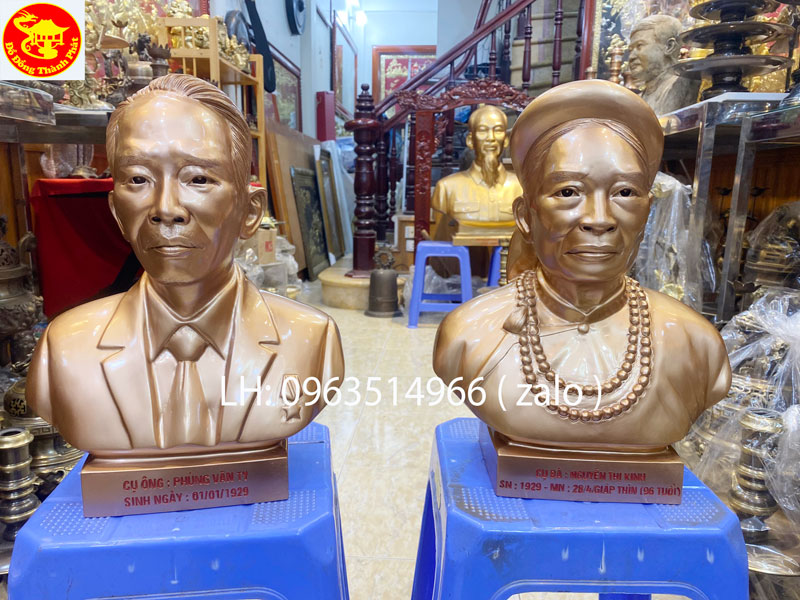 tượn đồng chân dung bán thân bằng đồng cao 38 cm