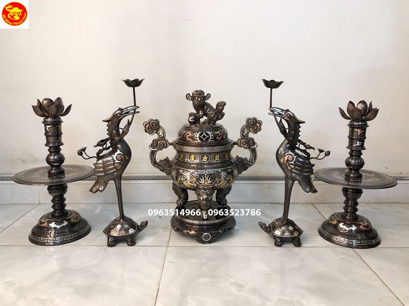 bộ ngũ sự khảm ngũ sắc cao 50 cm