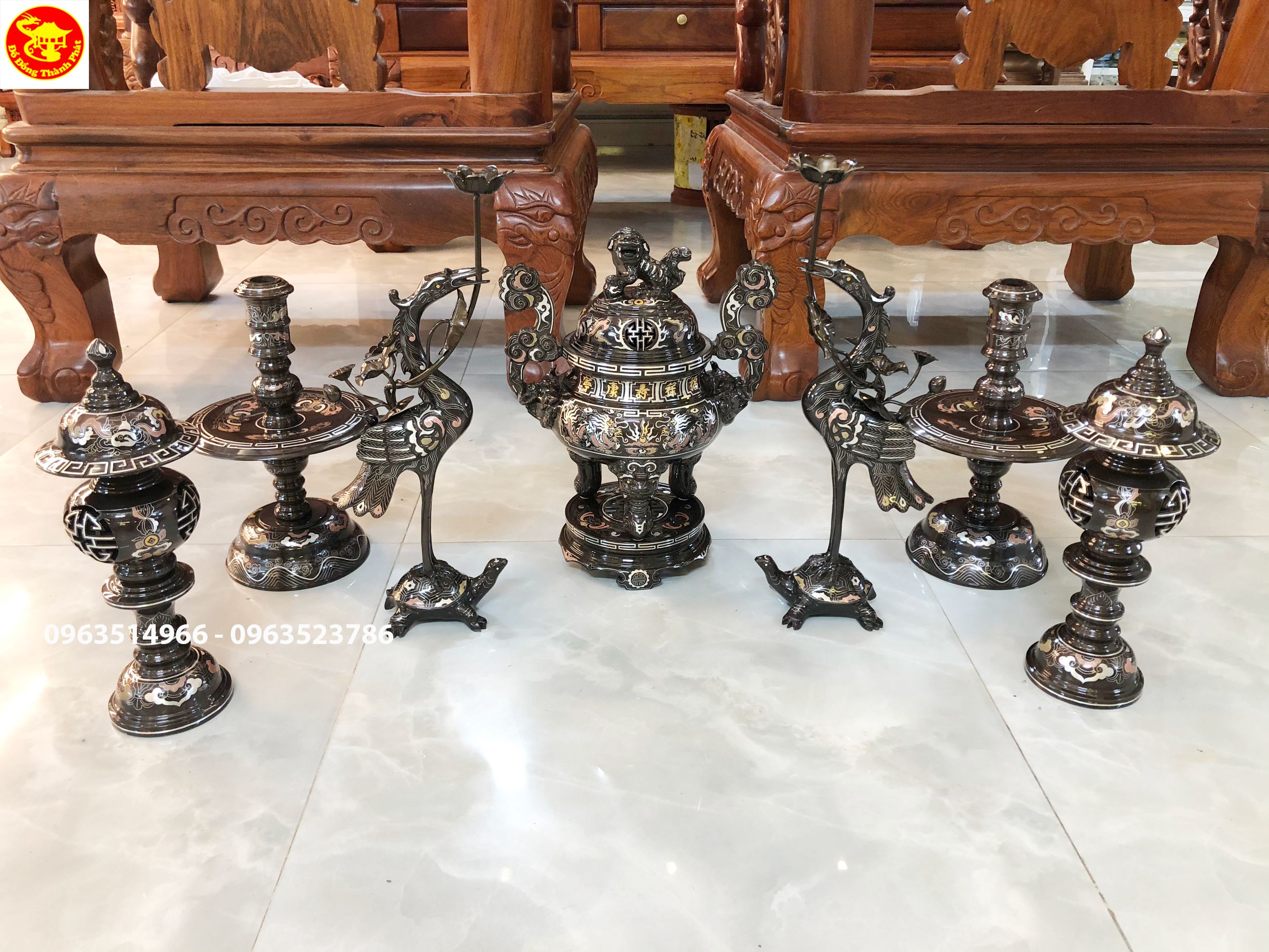 bộ đồ đồng ngũ sắc cao 40 cm