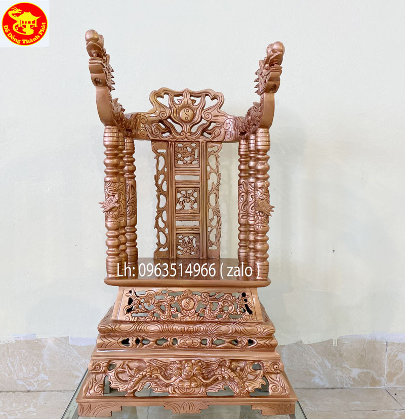 ngai thờ cúng bằng đồng đỏ đúc hoàn thiện cao 81 cm
