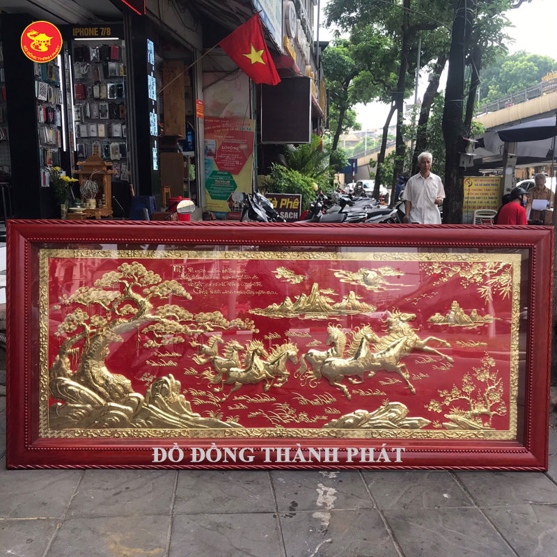 tranh mã đáo thành công mạ vàng 24 k