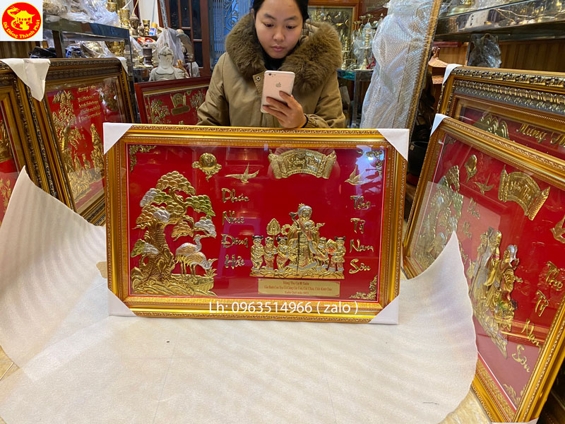 tranh đồng mừng thọ ông bà