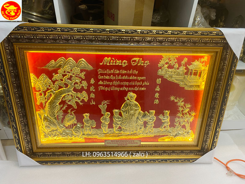 tranh đồng mừng thọ ông bà