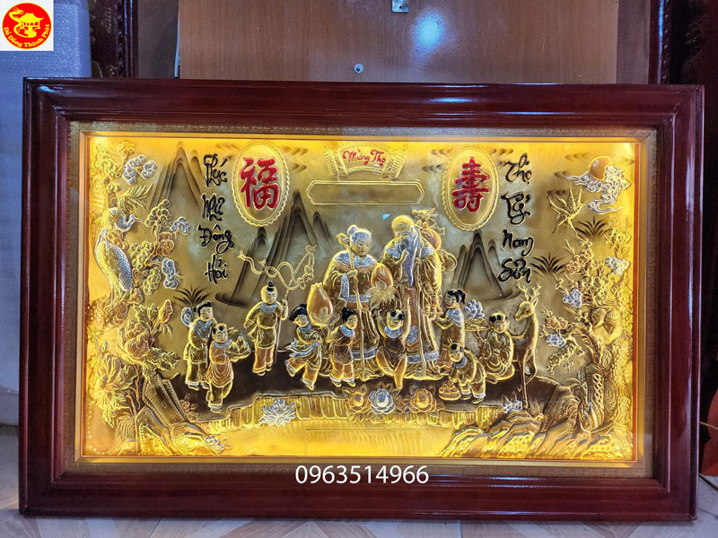 tranh đồng mừng thọ ông bà đẹp tinh xảo