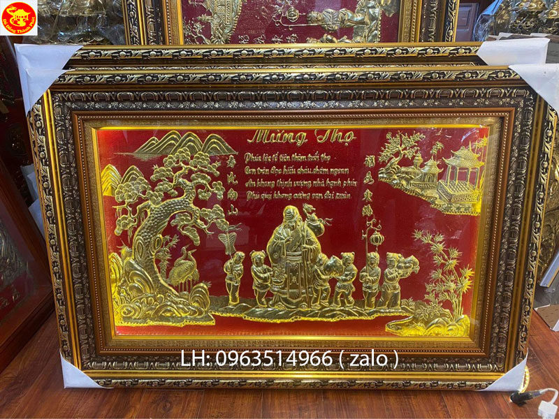 tranh đồng mừng thọ ông