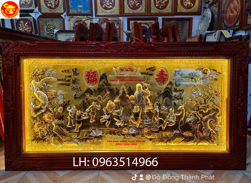 tranh đồng mừng thọ ông dài 1,7 m