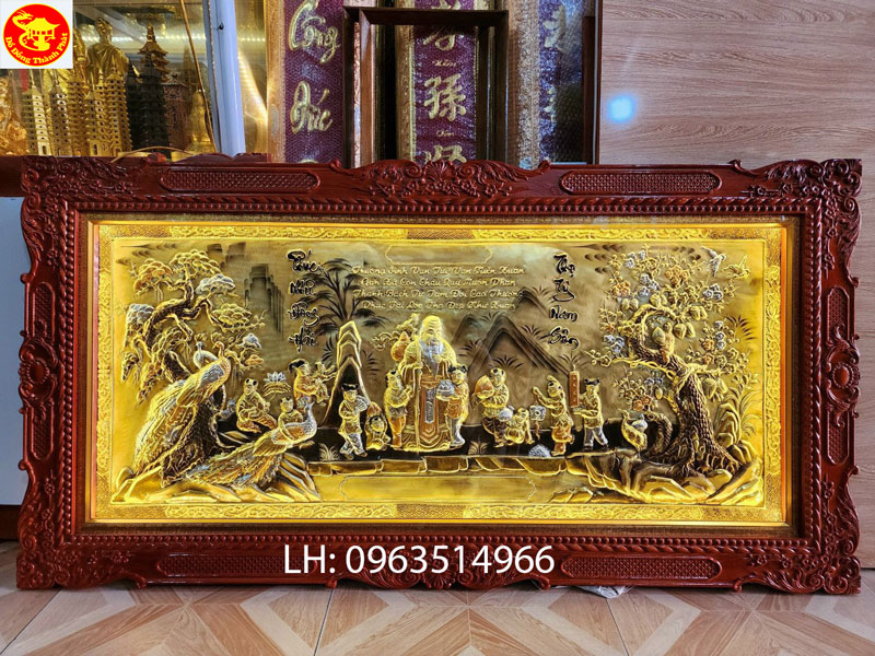 tranh đồng mừng thọ ông mừng xuân ất tỵ 2025