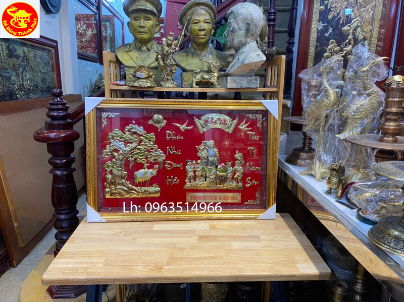 tranh đồng mừng thọ ông dài 80 cm