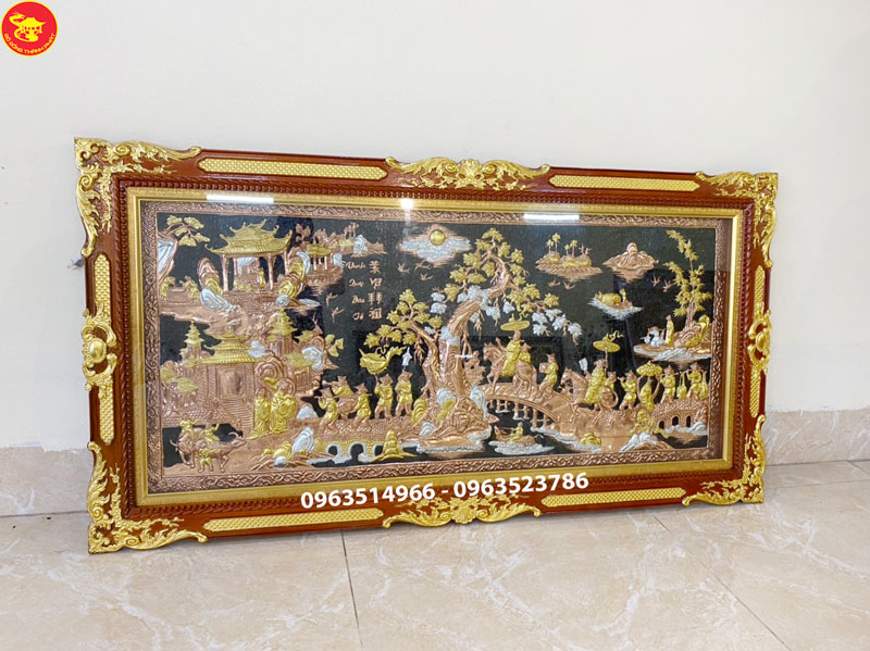 tranh vinh quy bái tổ bằng đồng dài 1,7 m