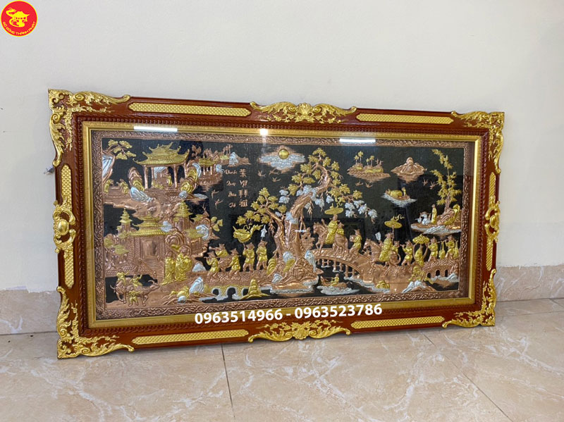 tranh đồng vinh quy bái tổ tam khí khung gụ