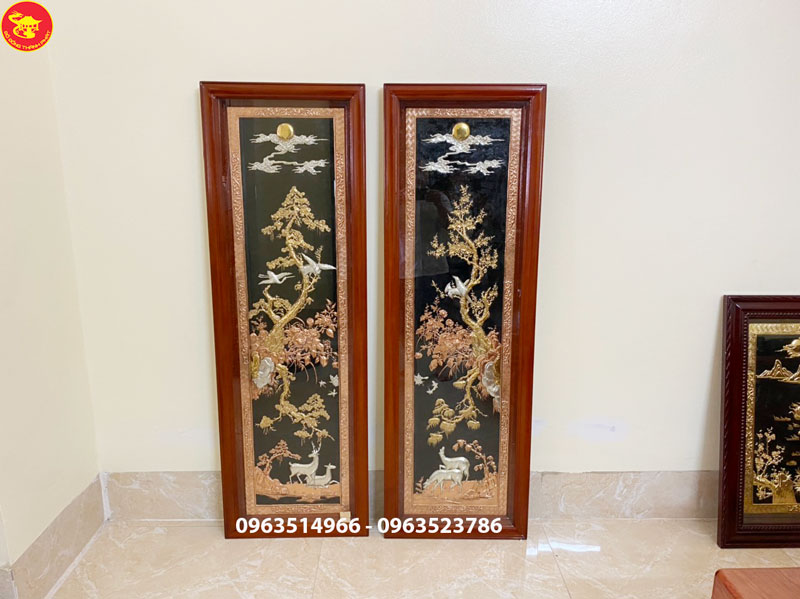 bức tranh đồng tùng lộc mai điểu tam khí đẹp