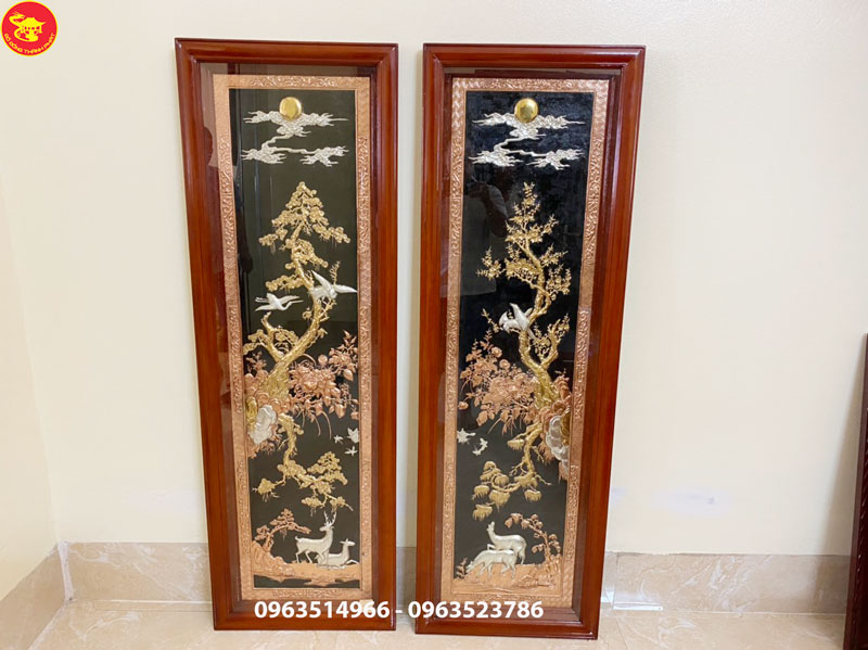 tranh đồng tam khí tùng lộc mai điểu