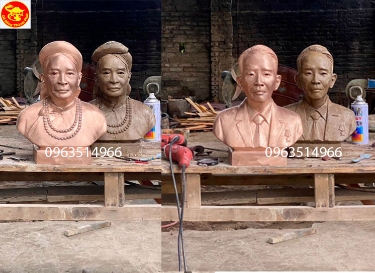 hoàn thiện đúc tượng đồng duyệt nguội tượng chân dung bán thân cao 38 cm