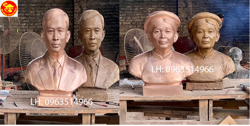 hoàn thiện đúc tượng đồng chân dung bán thân ông bà tại thái bình
