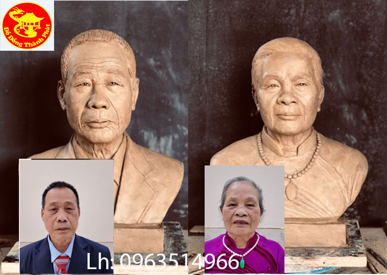 hoàn thiện tượng chân dung bán thân ông bà cao 38 cm