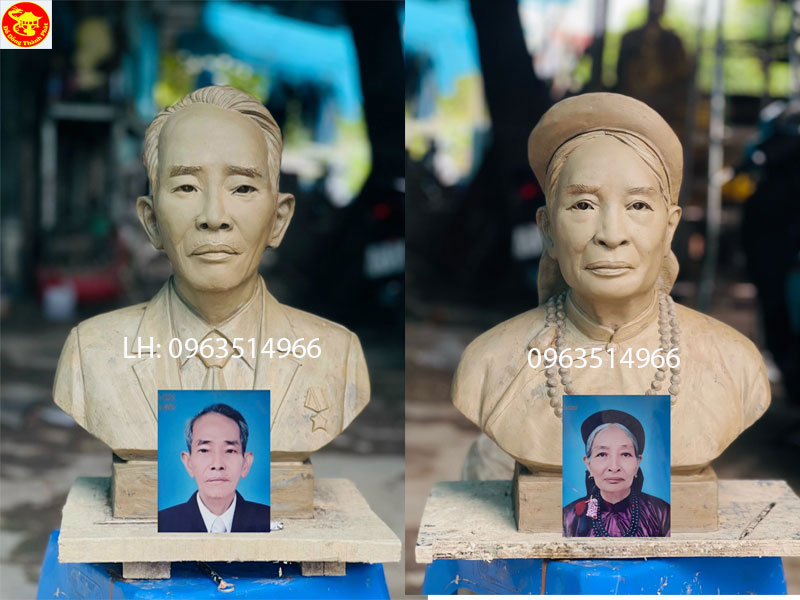 hoàn thiện tượng tượng chân dung bán thân ông bà cao 38 cm