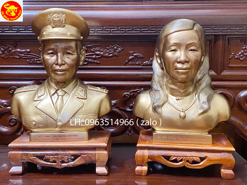 hoàn thiện đúc tượng đồng bán thân ông bà cao 38 cm