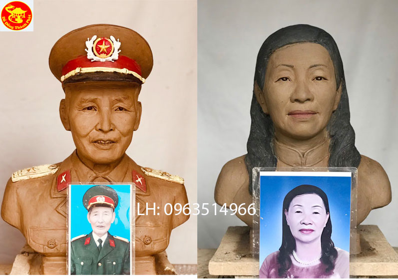 hoàn thiện đúc tượng đồng chân dung bán thân ông bà ạ